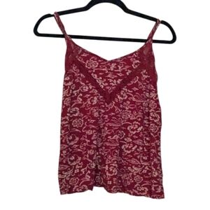 Staring at Stars Floral Lace Trim Cami, Size Medium